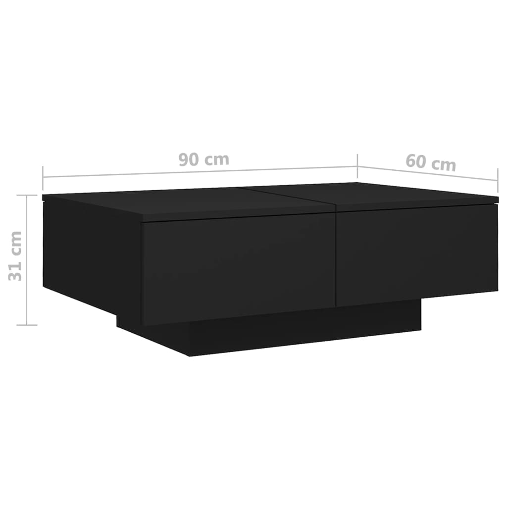 Tavolino da Salotto Nero 90x60x31 cm in Legno Multistrato | homemem39