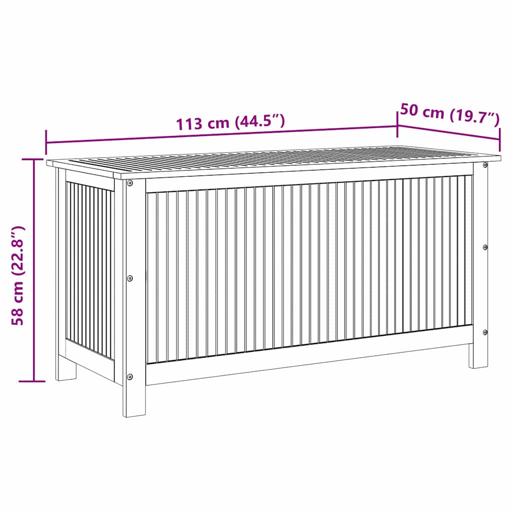 Contenitore da Giardino 113x50x58cm in Legno Massello di Acacia - homemem39