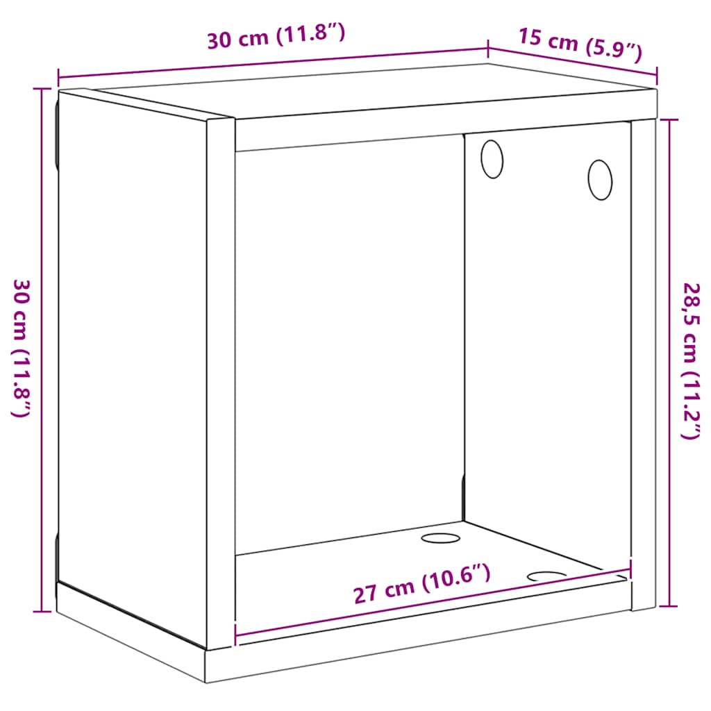 Mensole Parete a Cubo 2 pz Grigio Cemento 30x15x30 cm | homemem39