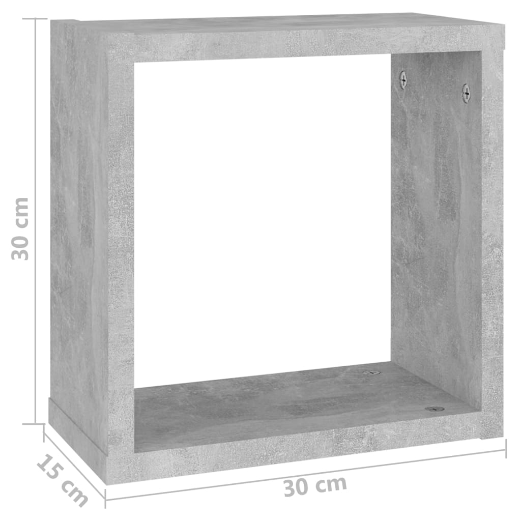 Mensole Parete a Cubo 4 pz Grigio Cemento 30x15x30 cm | homemem39