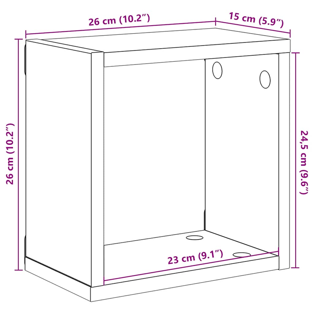 Mensole Parete a Cubo 4 pz Grigio Cemento 26x15x26 cm | homemem39