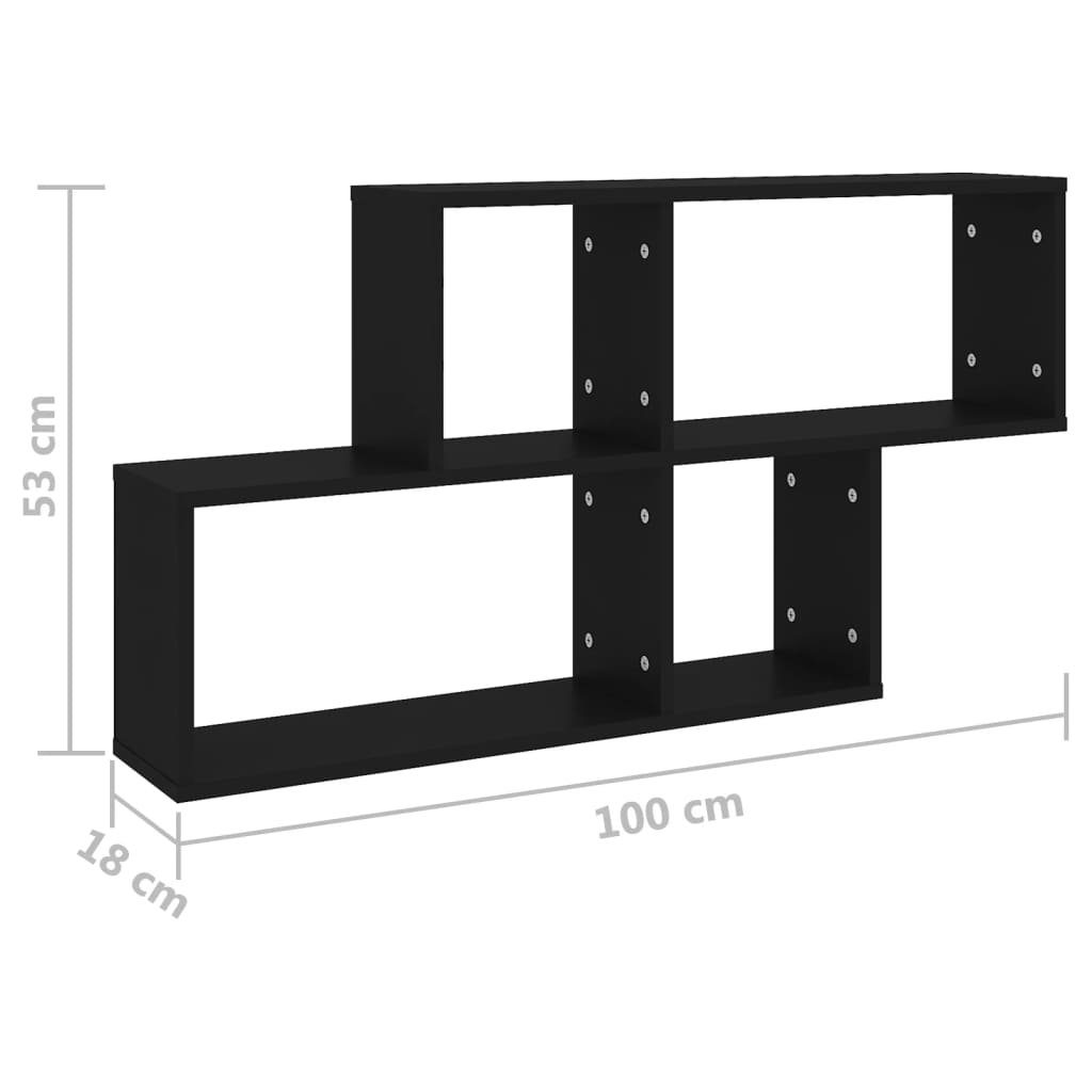 Scaffale a Parete Nero 100x18x53 cm in Legno Multistrato | homemem39