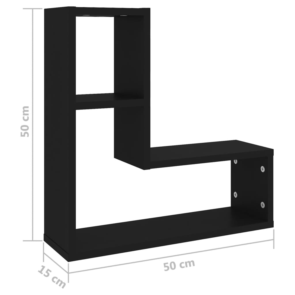 Mensole a Muro 2 pz Nere 50x15x50 cm in Legno Multistrato | homemem39