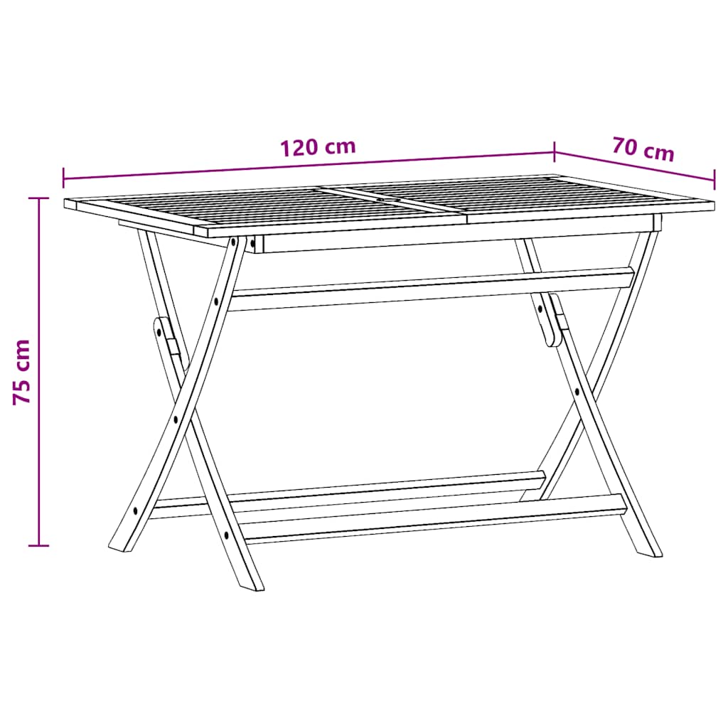 Tavolo Giardino Pieghevole 120x70x75cm Legno Massello Eucalipto | homemem39