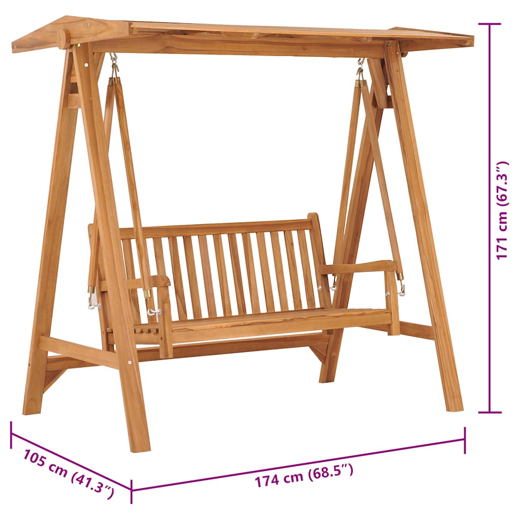 Dondolo da Giardino 174 cm in Legno Massello di Teak - homemem39