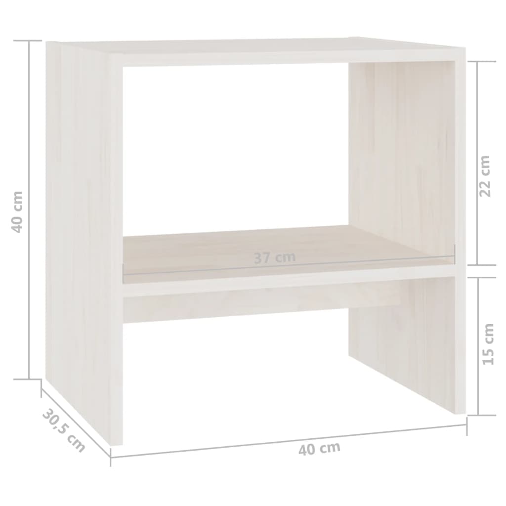 Comodino Bianco 40x30,5x40 cm in Legno Massello di Pino | homemem39