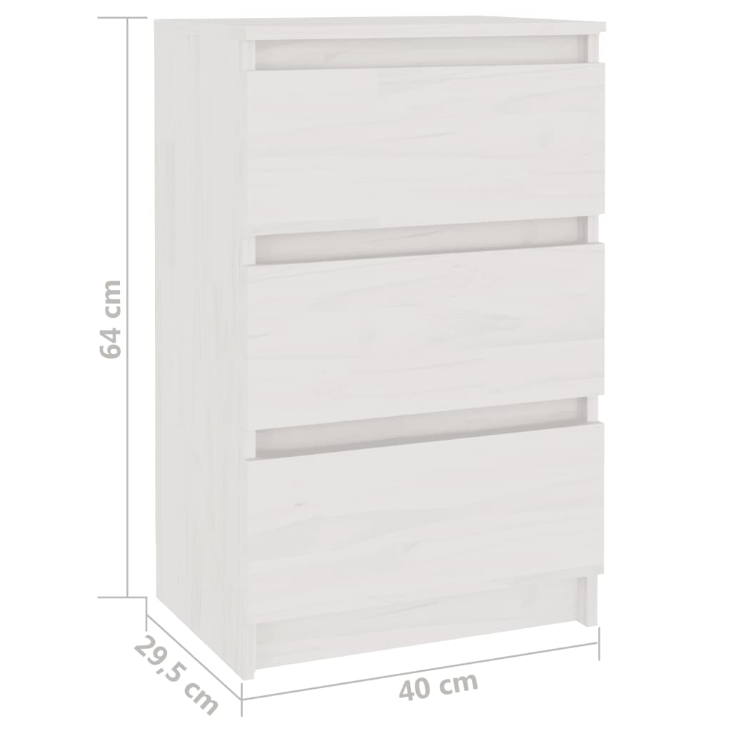 Comodini 2 pz Bianchi 40x29,5x64 cm in Legno Massello di Pino | homemem39