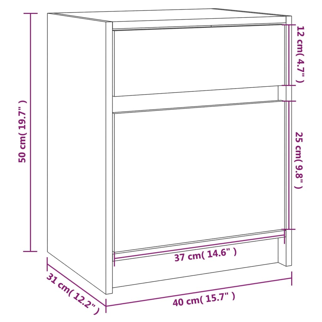 Comodino Bianco 40x31x50 cm in Legno Massello di Pino | homemem39