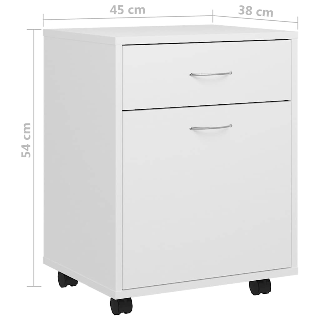 Mobiletto con Rotelle Bianco 45x38x54cm in Legno Ingegnerizzato