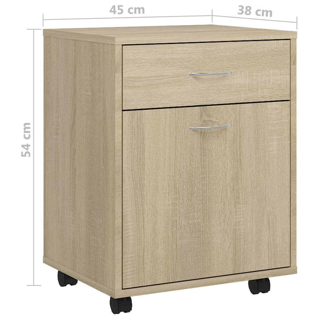 Armadietto con Ruote Rovere Sonoma 45x38x54cm Legno Multistrato | homemem39