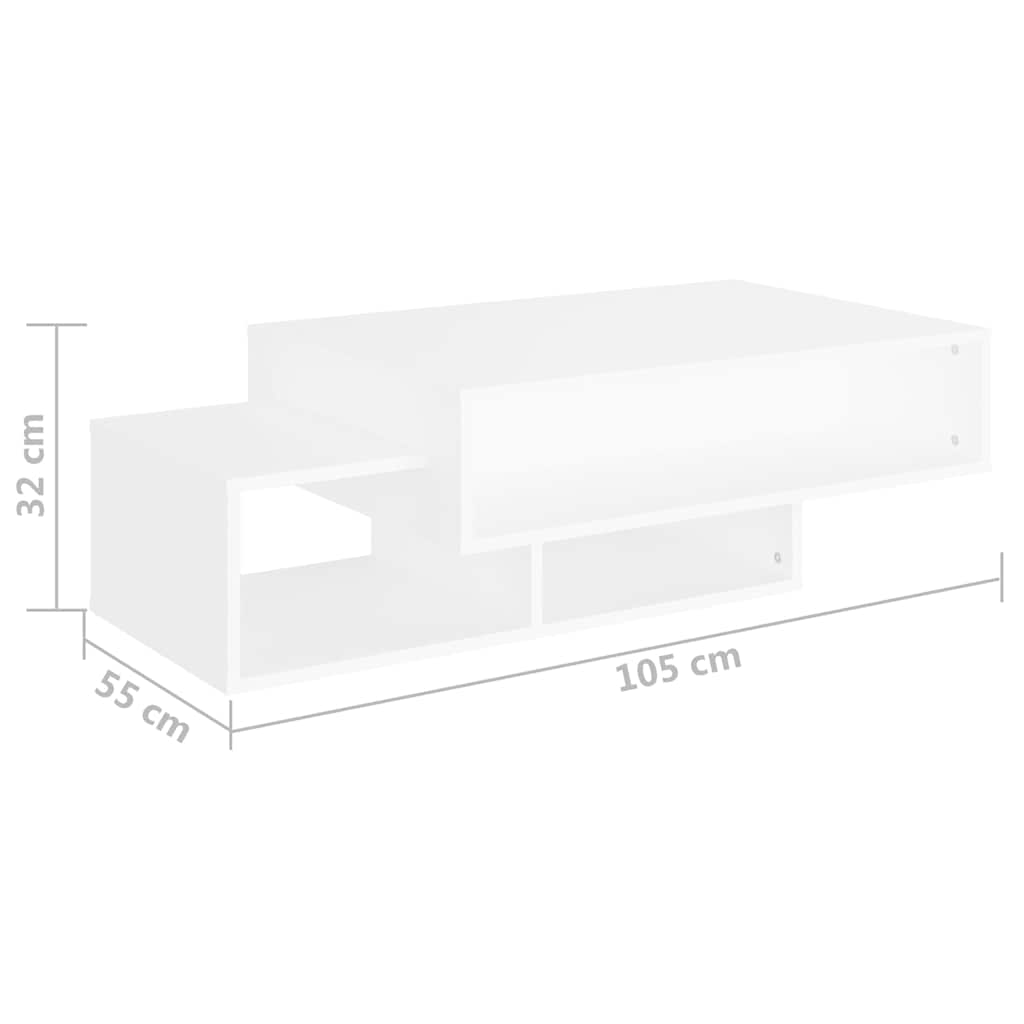 Tavolino da Salotto Bianco 102x55x42 cm Legno Legno Multistrato