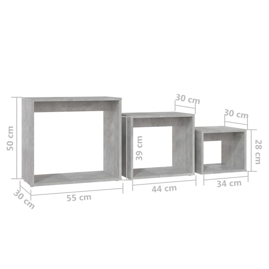 Tavolini Impilabili 3 pz Grigio Cemento in Truciolato | homemem39