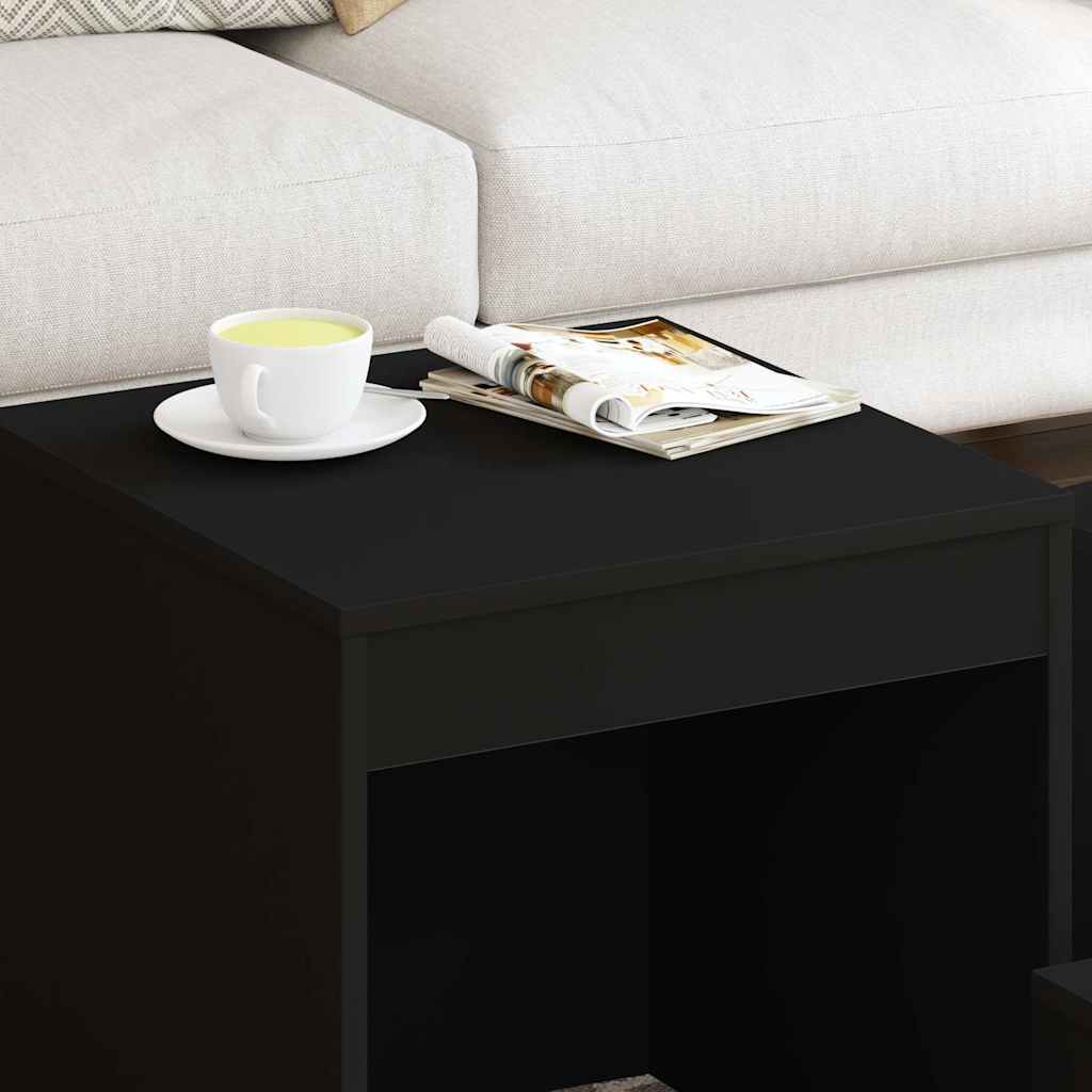Tavolini Impilabili 3 pz Neri in legno multistrato
