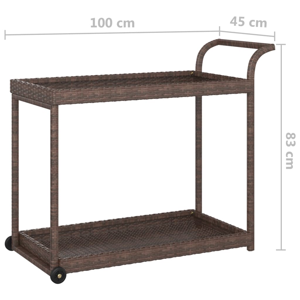 Carrello da Bar Marrone 100x45x83 cm in Polyrattan - homemem39