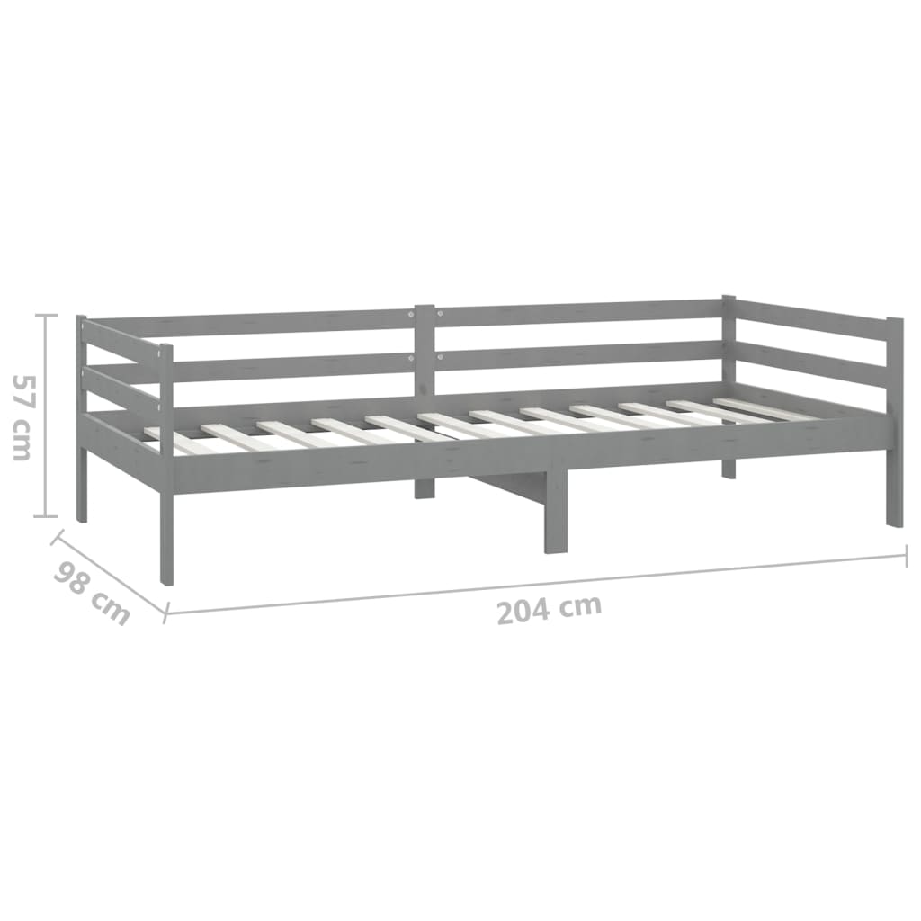 Dormeuse Grigia in Legno Massello di Pino 90x200 cm | homemem39