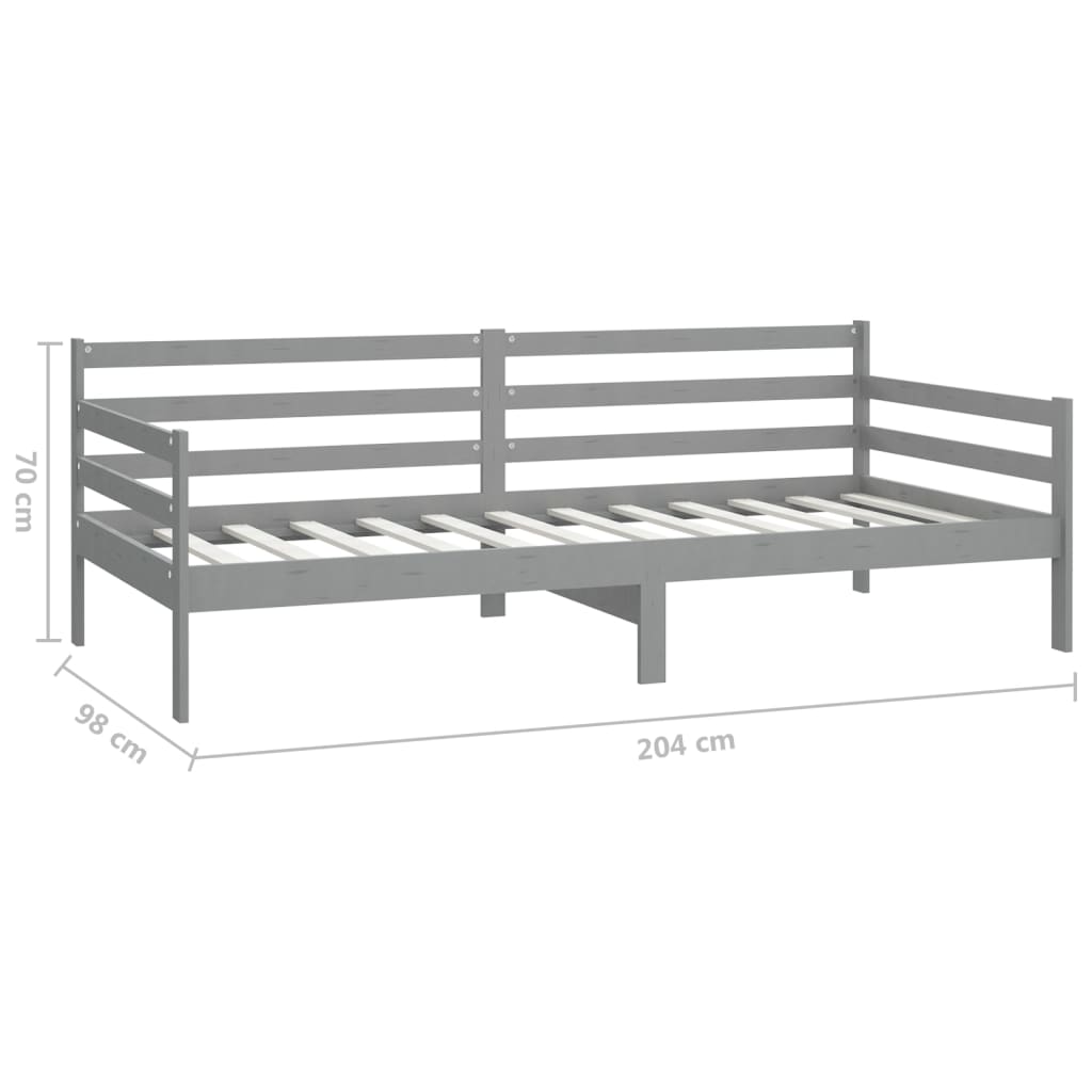 Dormeuse Grigia in Legno Massello di Pino 90x200 cm | homemem39