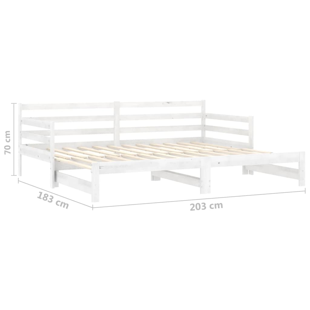 Dormeuse Estraibile Bianca in Massello di Pino 2x(90x200) cm