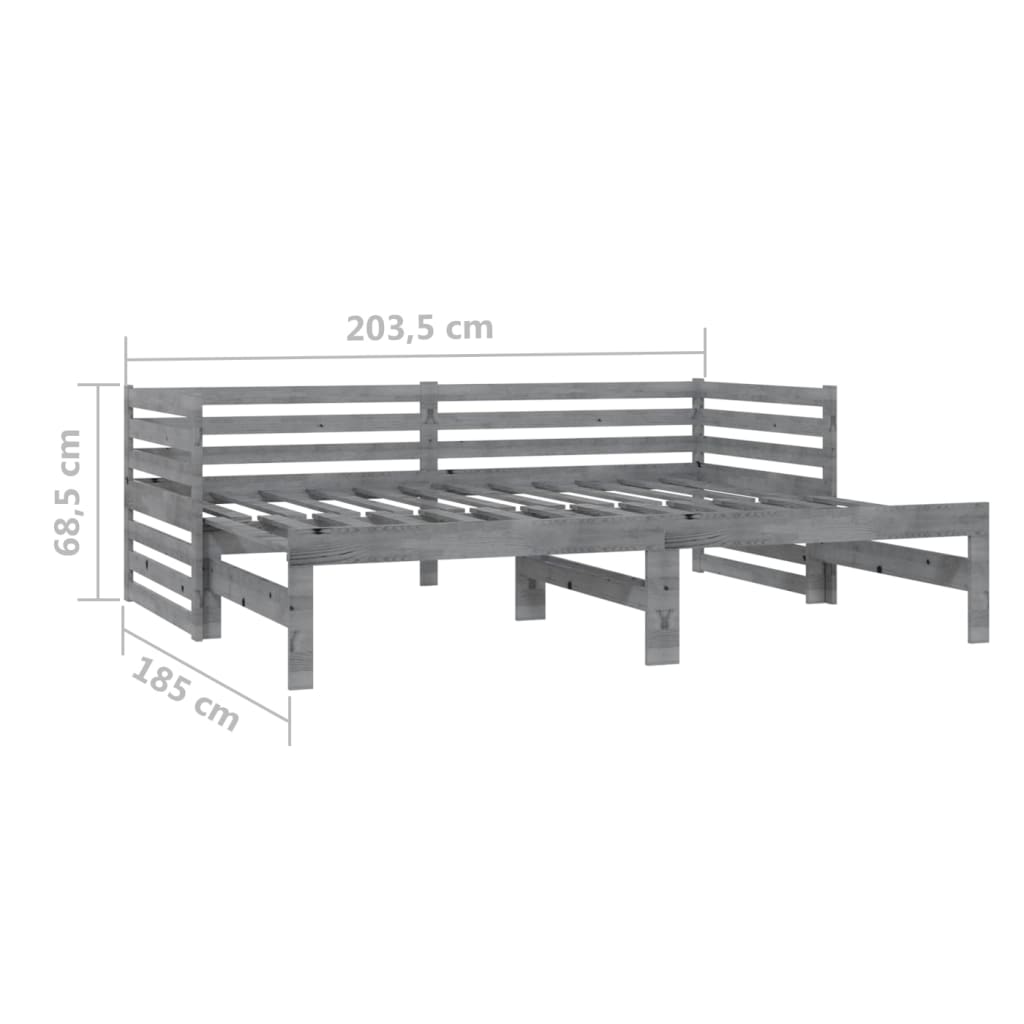 Dormeuse Estraibile Grigia in Massello di Pino 2x(90x200) cm | homemem39