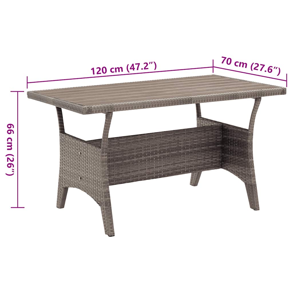 Tavolo da Giardino Grigio 120x70x66 cm in Polyrattan | homemem39