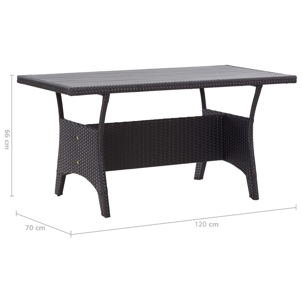 Tavolo da Giardino Nero 120x70x66 cm in Polyrattan | homemem39