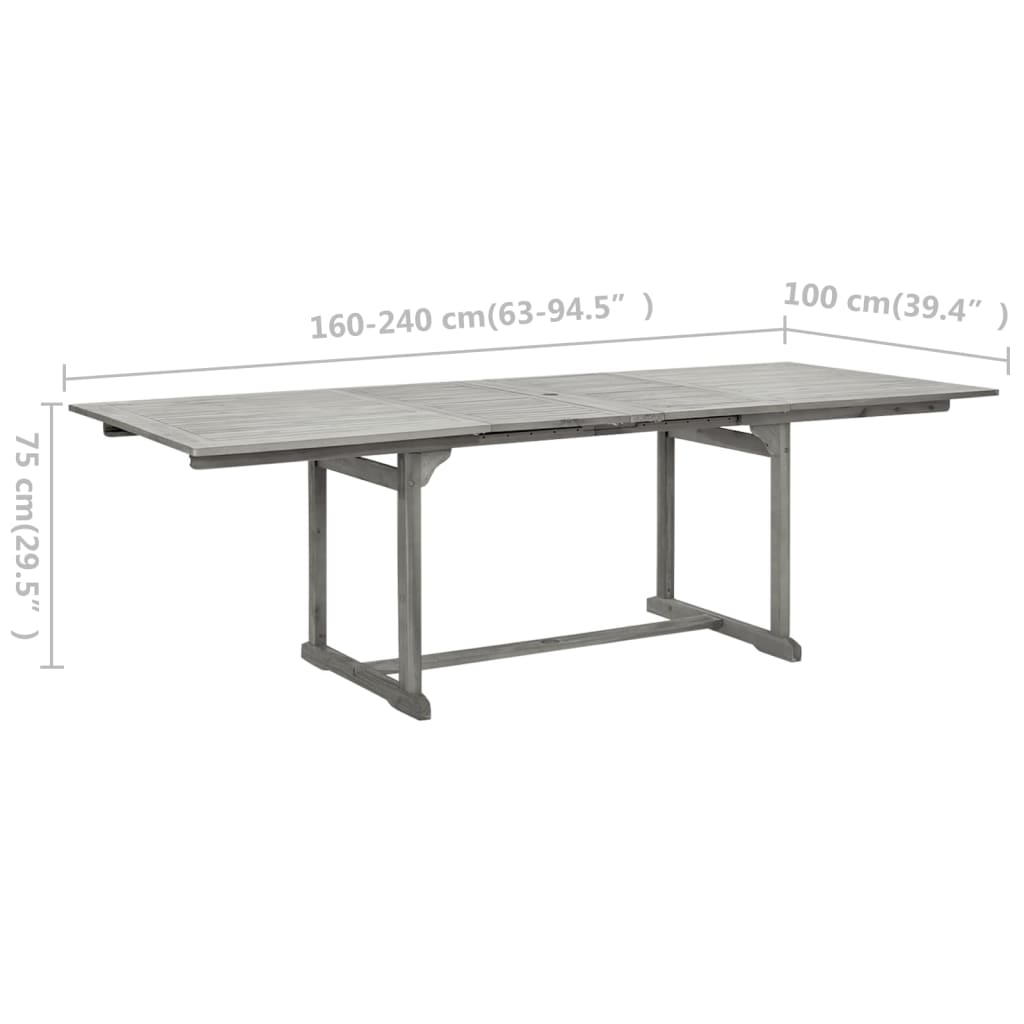 Tavolo da Pranzo per Esterni (160-240)x100x75cm Massello Acacia | homemem39