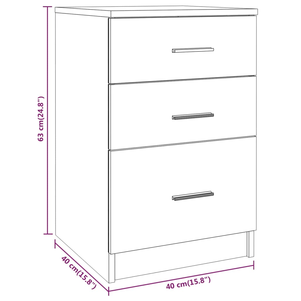 Comodino Bianco 40x40x63 cm in Legno Multistrato | homemem39