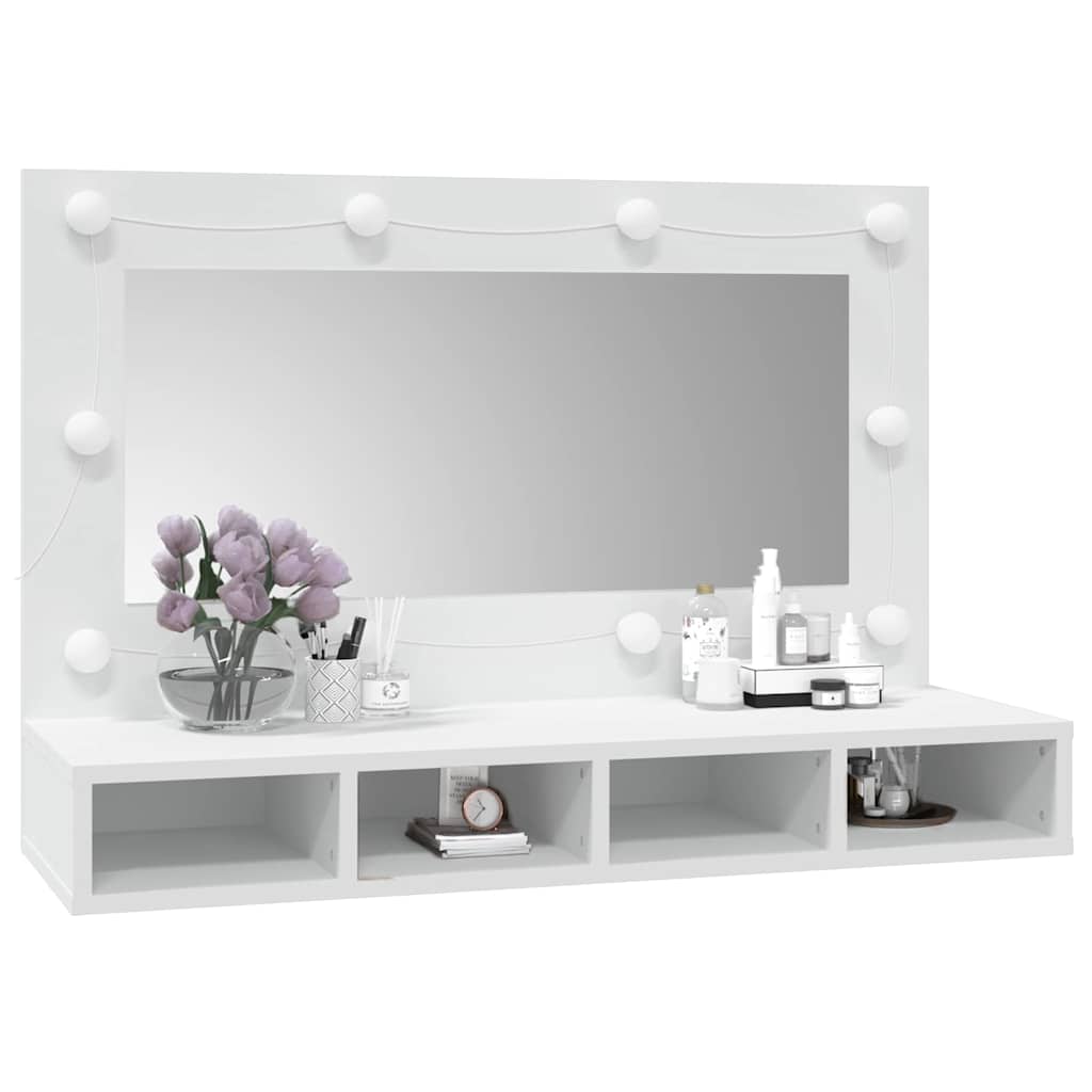 Mobile a Specchio con LED Bianco 90x31,5x62 cm