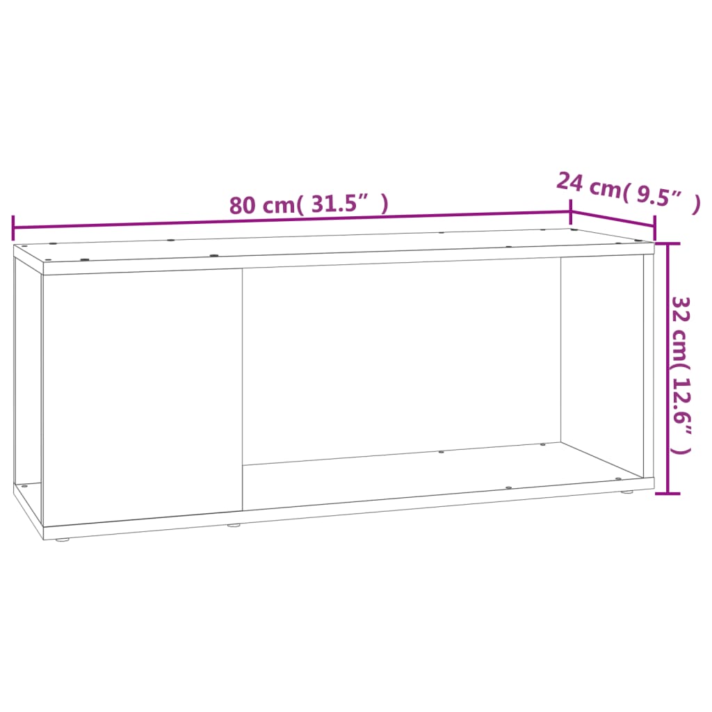 Mobile Porta TV Bianco 80x24x32 cm in Legno Multistrato | homemem39
