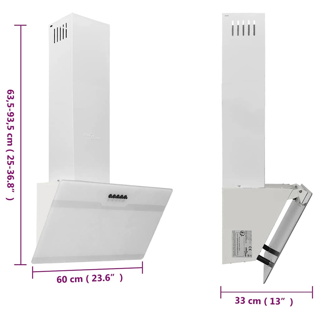 Cappa a Parete 60 cm in Acciaio e Vetro Temperato Bianco | homemem39