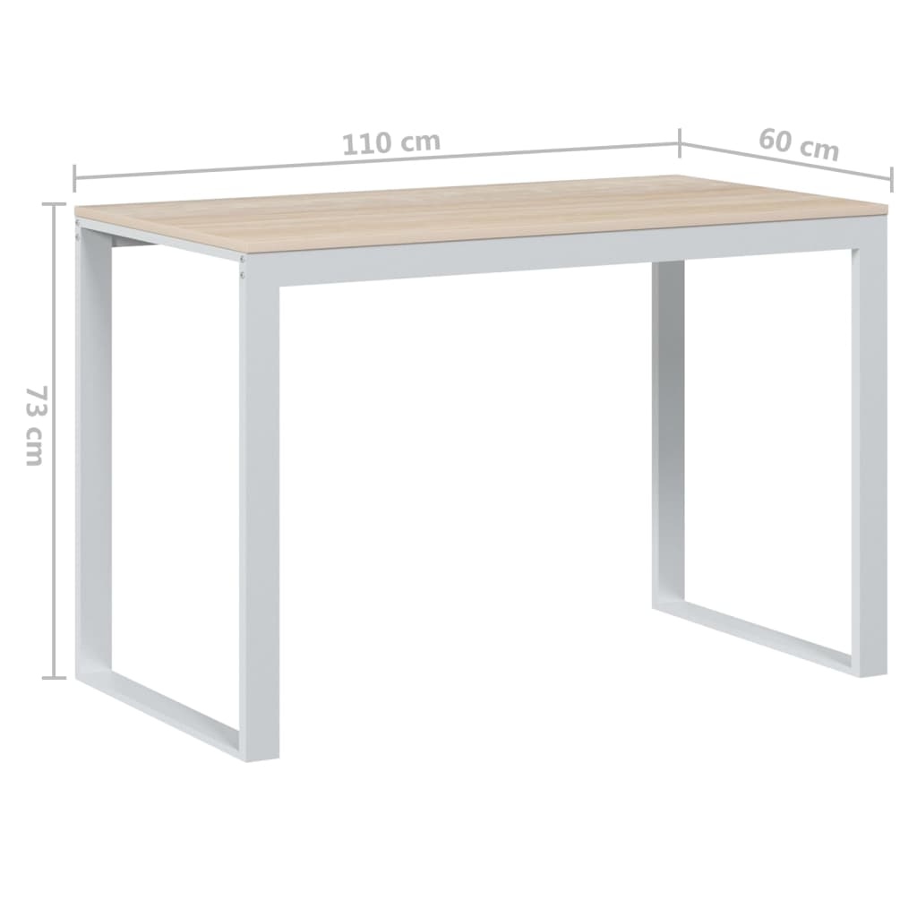 Scrivania Computer Bianca e Rovere 110x60x73 Legno Multistrato | homemem39
