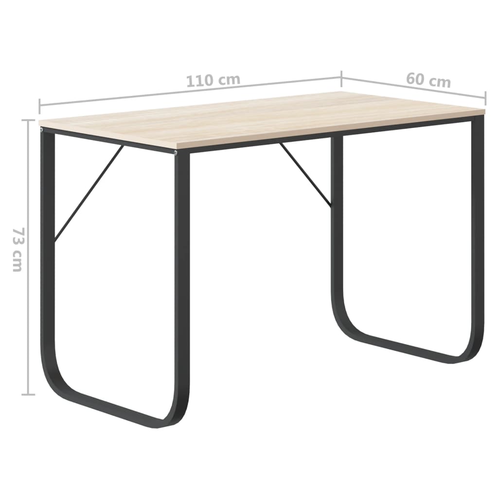 Scrivania Computer Nera e Rovere 110x60x73 cm Legno Multistrato - homemem39