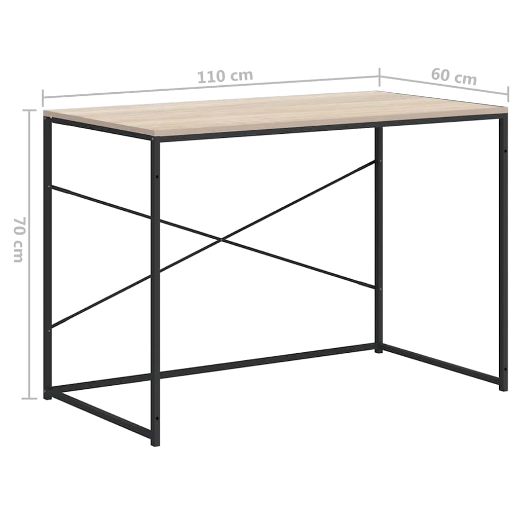 Scrivania Computer Nera e Rovere 110x60x70cm Legno Multistrato | homemem39