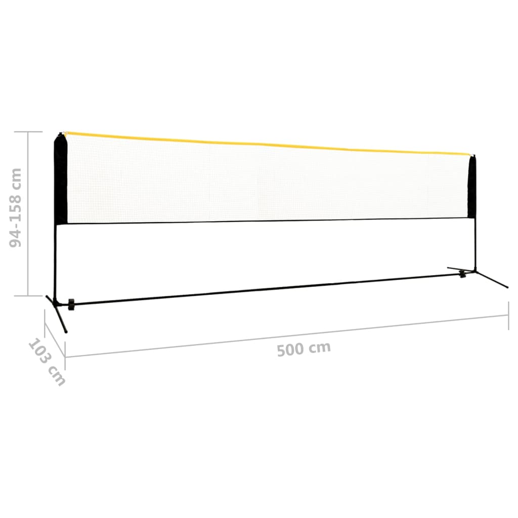 Rete da Badminton Regolabile 500x103x94-158 cm in Metallo | homemem39