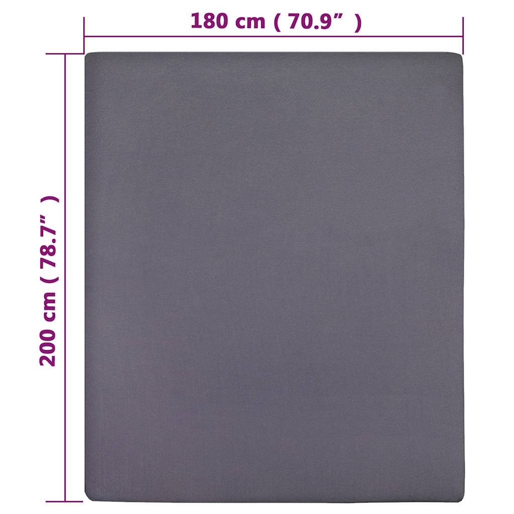 Lenzuolo con Angoli Jersey Antracite 180x200 cm Cotone | homemem39