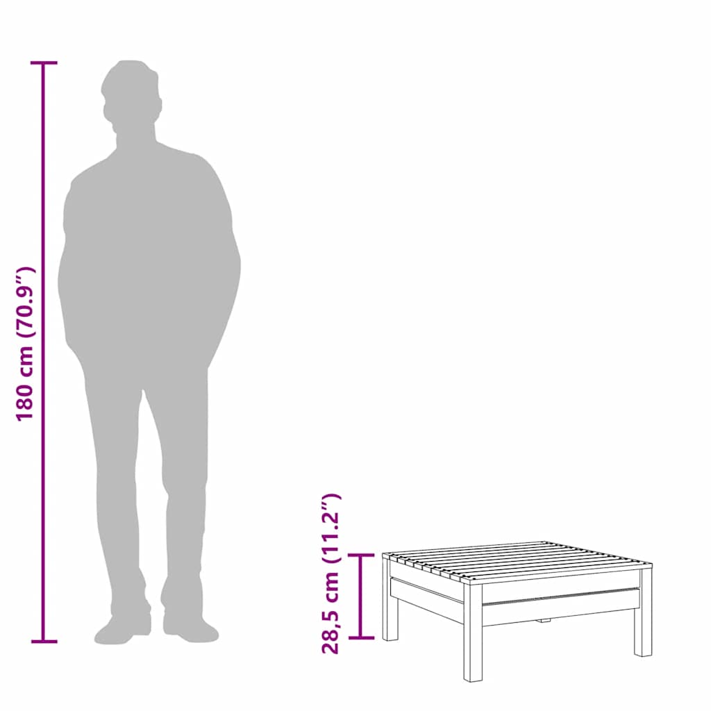 Poggiapiedi da Giardino Nero in Legno Massello di Pino - homemem39