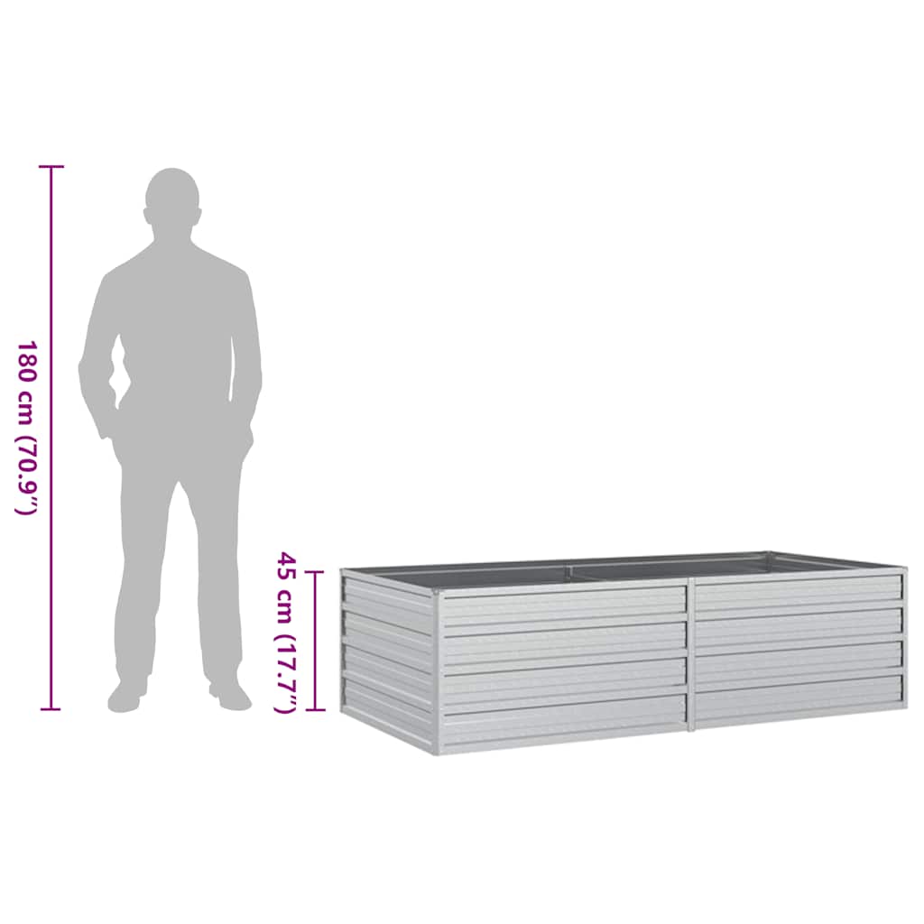 Letto Rialzato Giardino 160x80x45 cm in Acciaio Zincato Argento