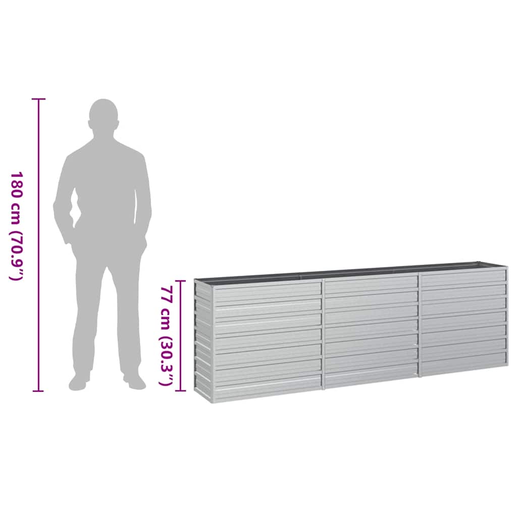 Letto Rialzato Giardino 240x40x77 cm in Acciaio Zincato Argento