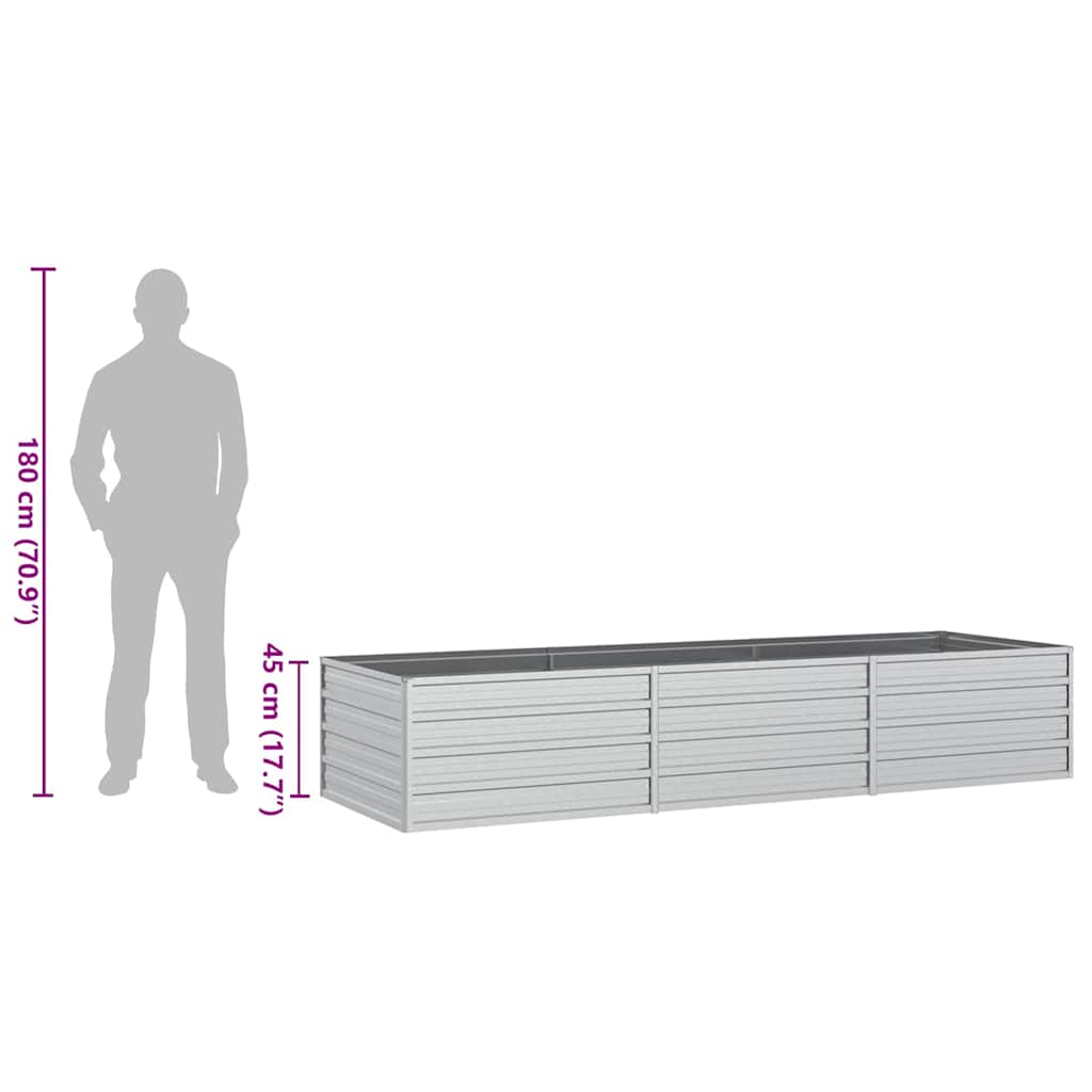 Letto Rialzato Giardino 240x80x45 cm in Acciaio Zincato Argento | homemem39