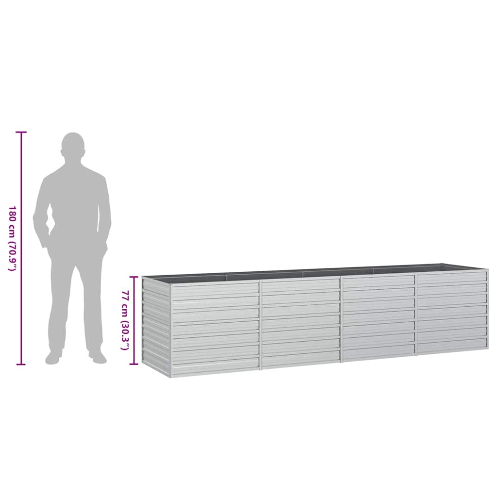 Letto Rialzato Giardino 320x80x77 cm in Acciaio Zincato Argento | homemem39