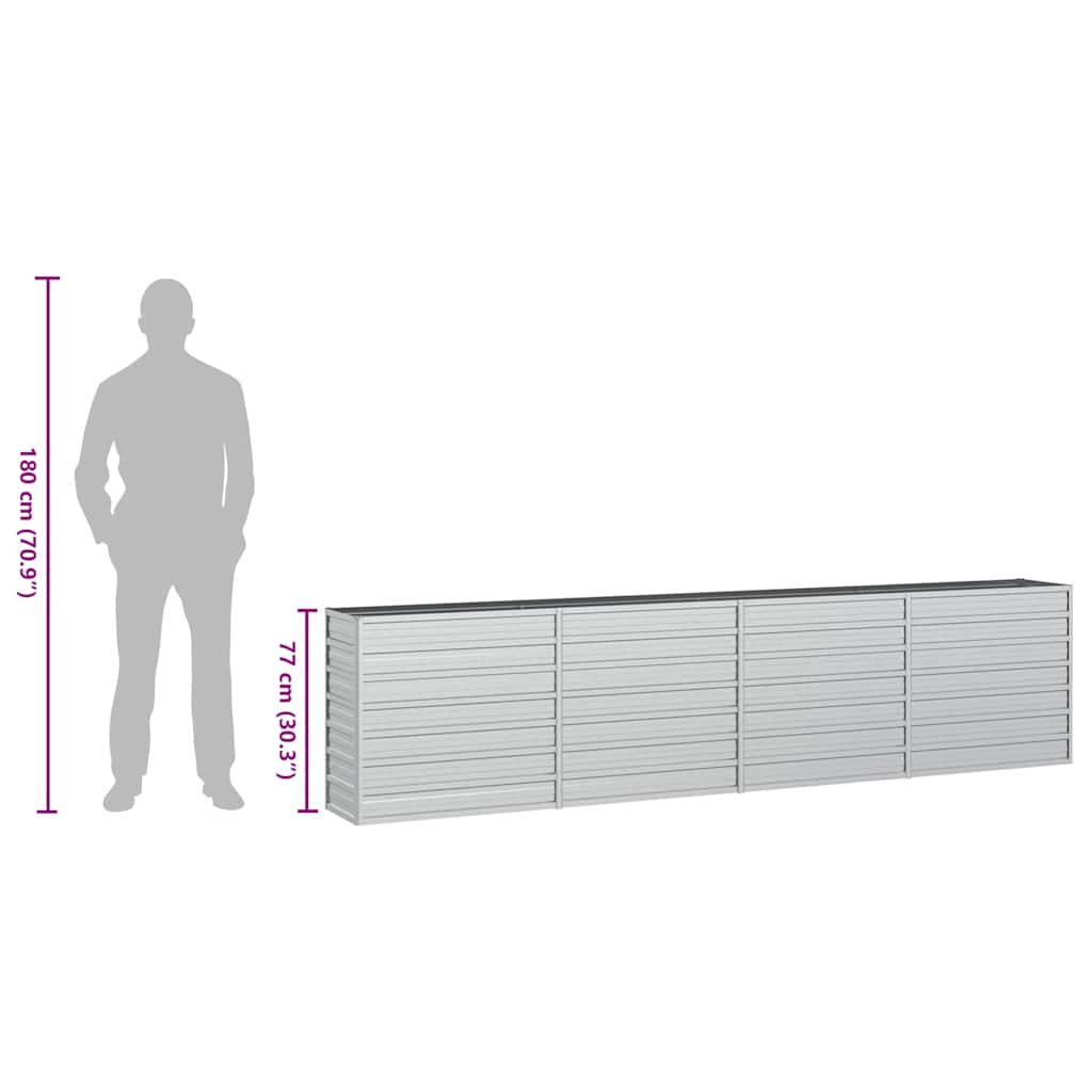 Letto Rialzato Giardino 320x40x77 cm in Acciaio Zincato Argento | homemem39