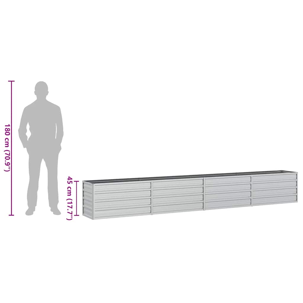 Letto Rialzato Giardino 320x40x45 cm in Acciaio Zincato Argento | homemem39