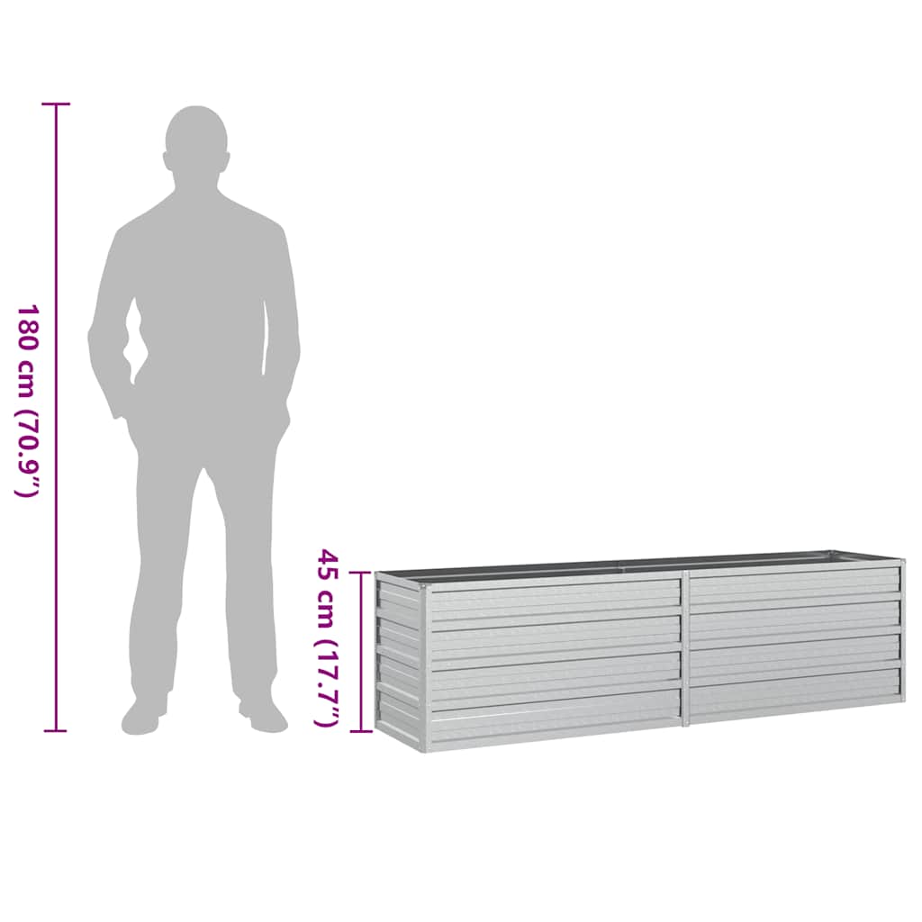 Letto Rialzato Giardino 160x40x45 cm in Acciaio Zincato Argento - homemem39