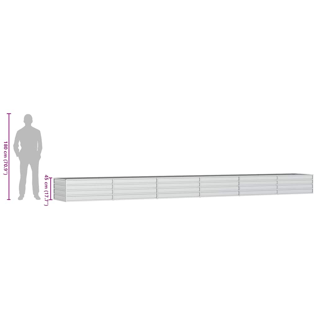Letto Rialzato Giardino 600x80x45 cm in Acciaio Zincato Argento | homemem39
