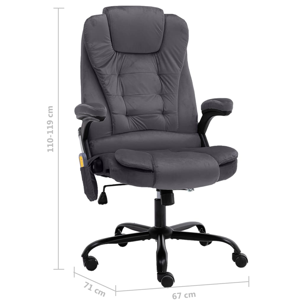 Sedia da Ufficio Massaggiante Grigio Scuro in Velluto