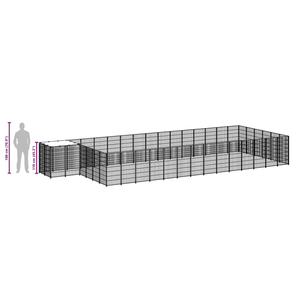 Gabbia per Cani Nera 26,62 m² in Acciaio | homemem39