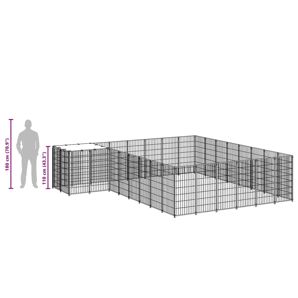 Gabbia per Cani Nera 15,73 m² in Acciaio | homemem39