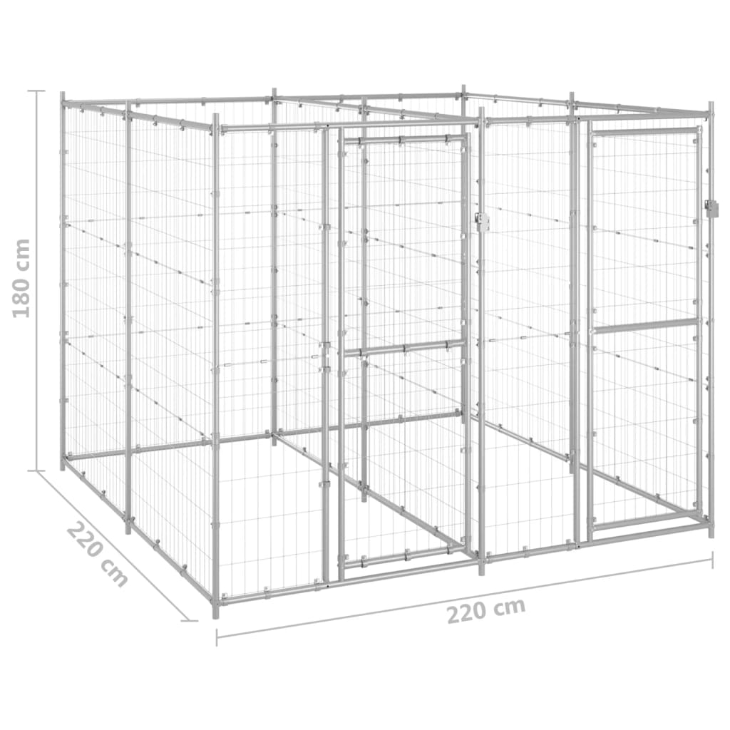 Gabbia per Cani da Esterno in Acciaio Zincato 4,84 m² | homemem39