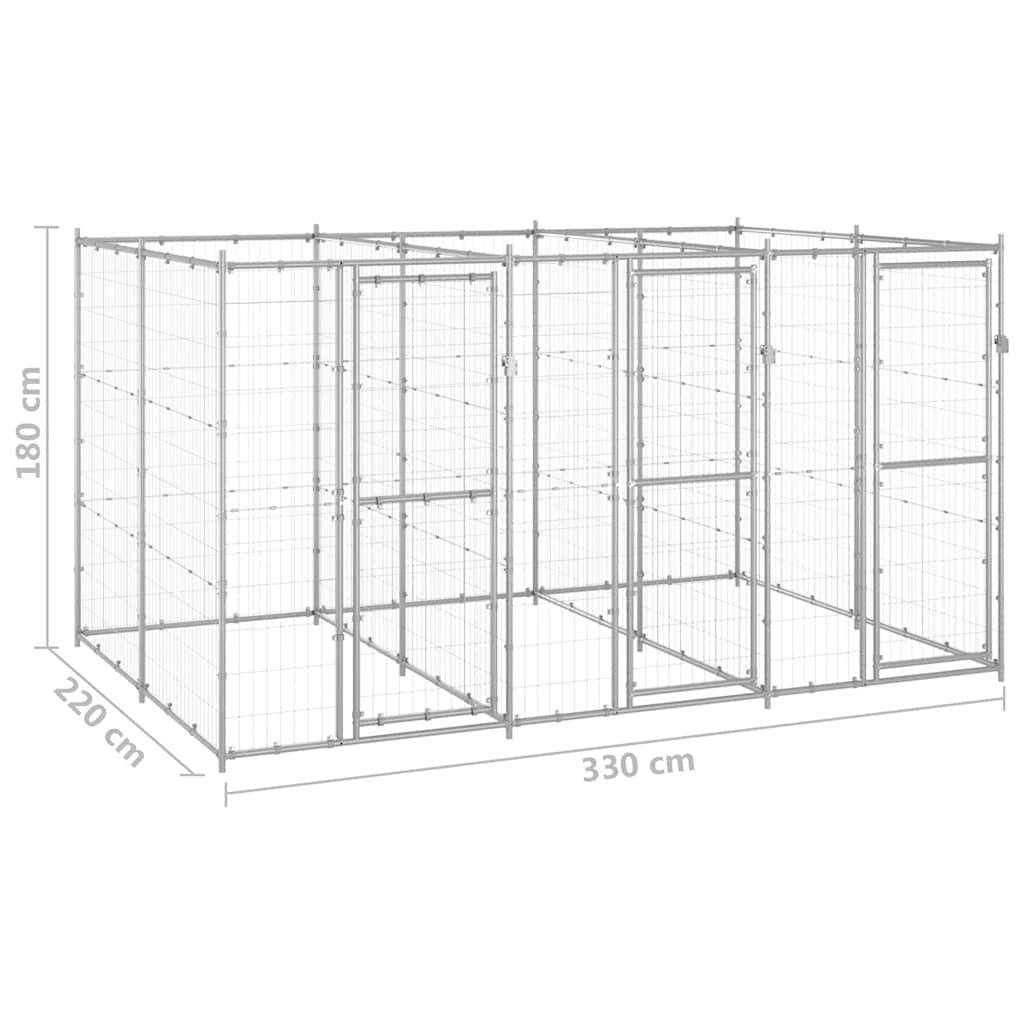 Gabbia per Cani da Esterno in Acciaio Zincato 7,26 m² | homemem39