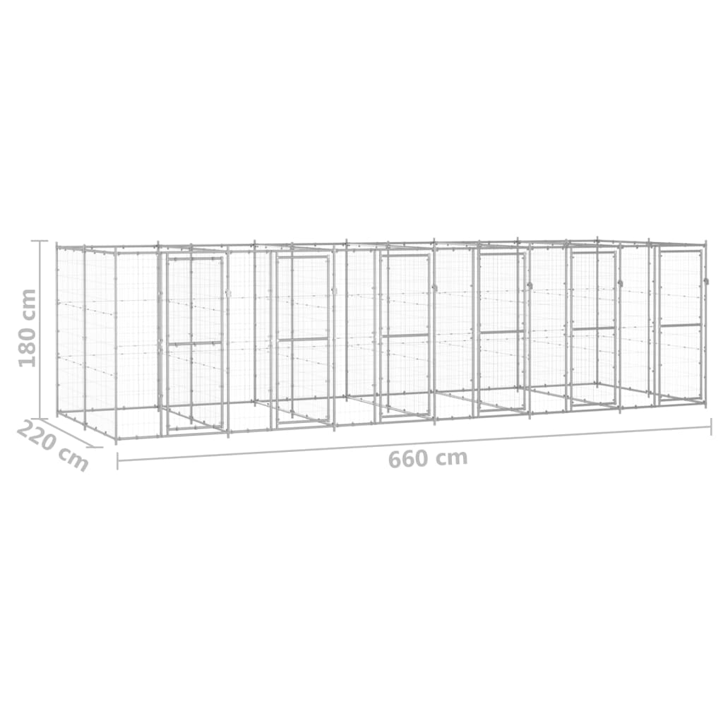 Gabbia per Cani da Esterno in Acciaio Zincato 14,52 m² | homemem39