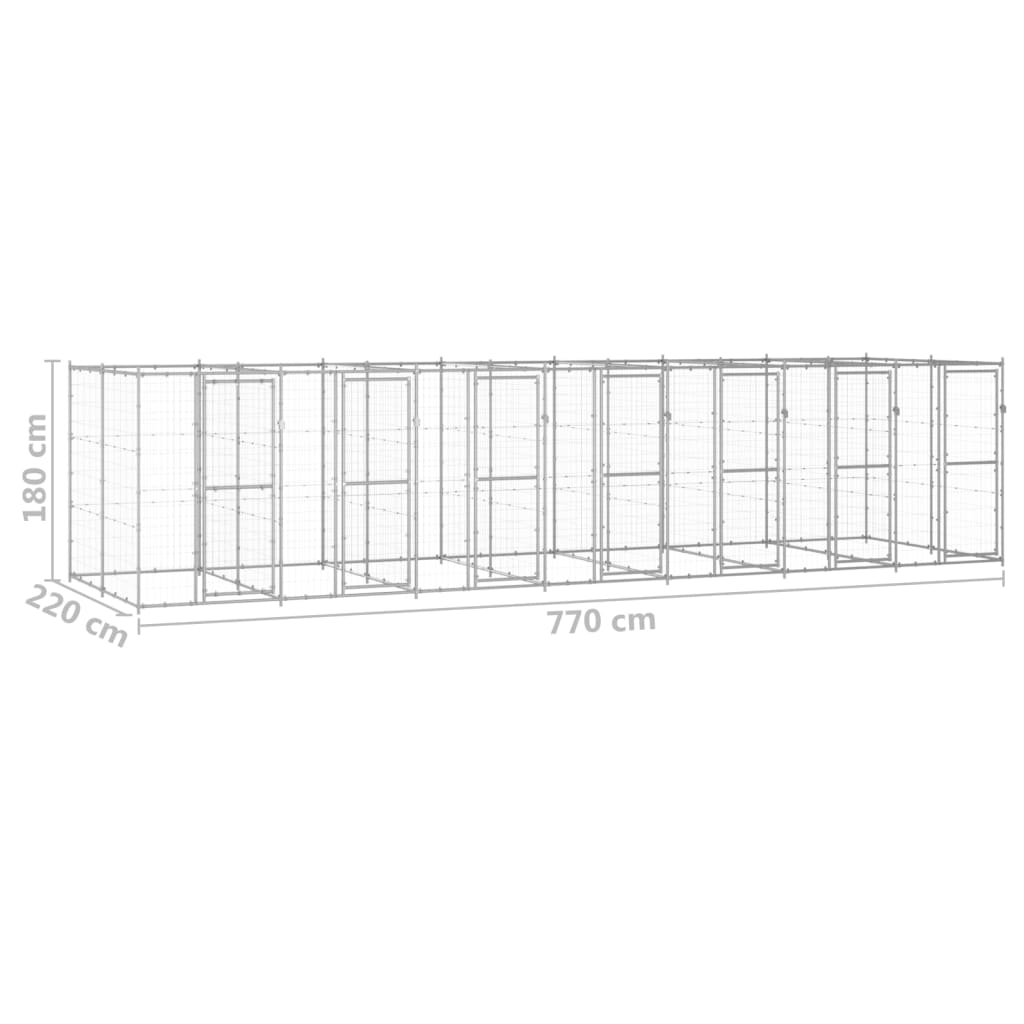 Gabbia per Cani da Esterno in Acciaio Zincato 16,94 m² | homemem39